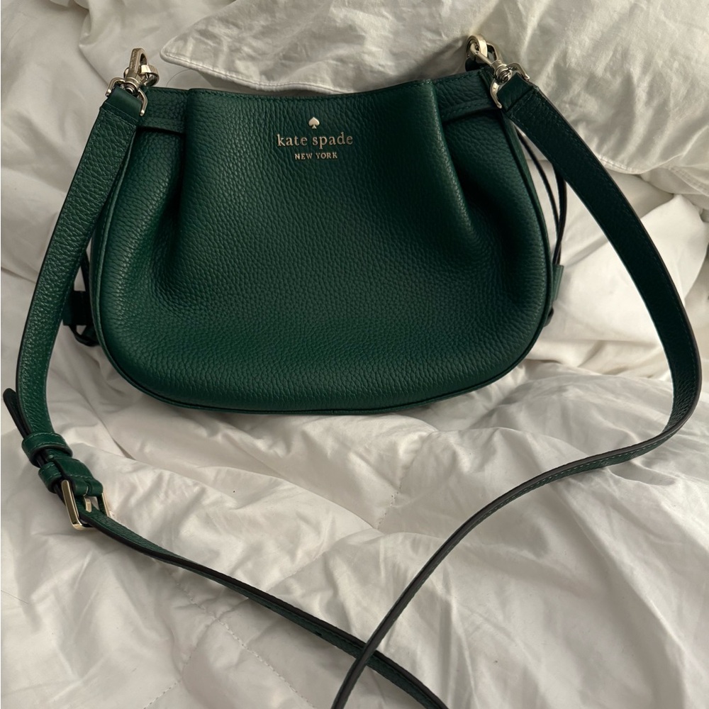 kate spade emerald green pebbled leather crossbody bag